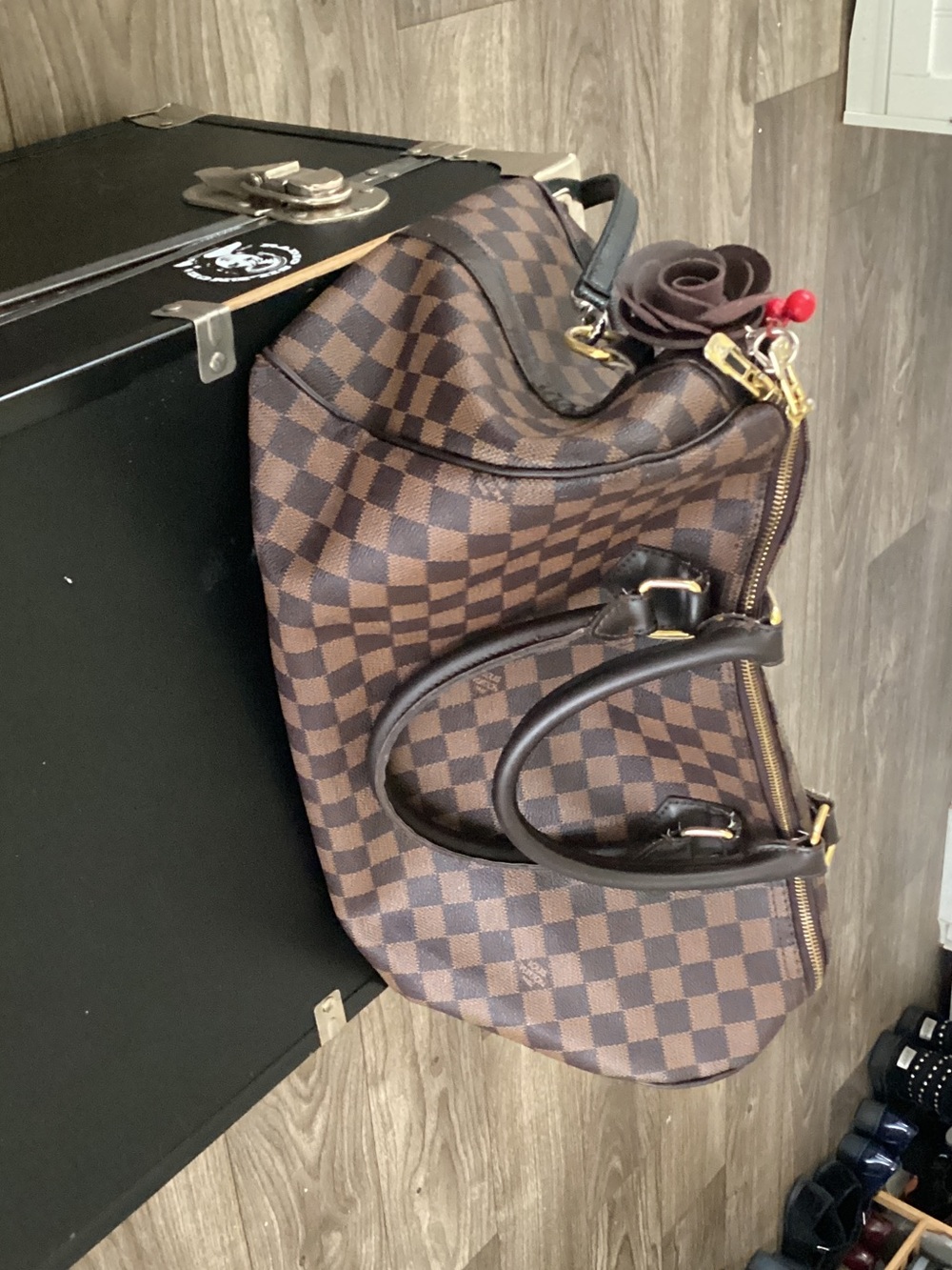 Vintage Louis Vuitton Brown Damier Ebene Satchel with Gold-Tone Hardware - Picture 5 of 12